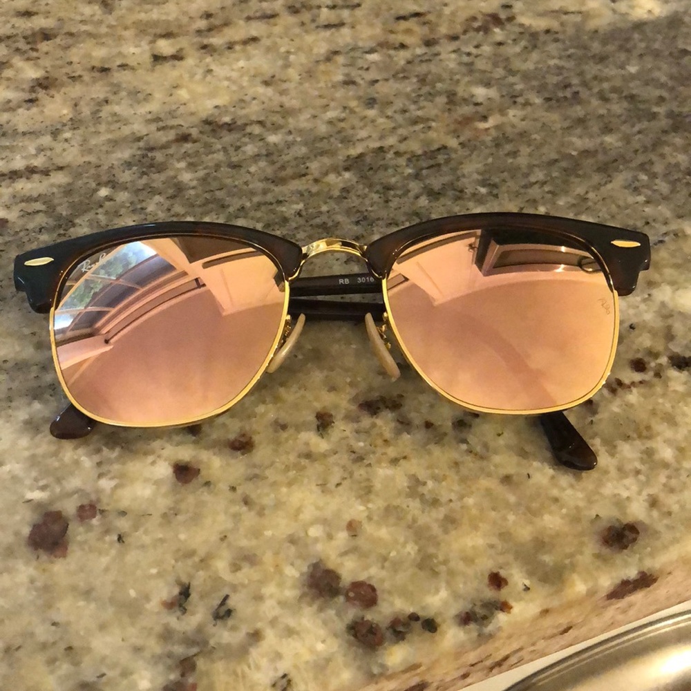 Rose mirrored Ray Ban Club Master sunglasses